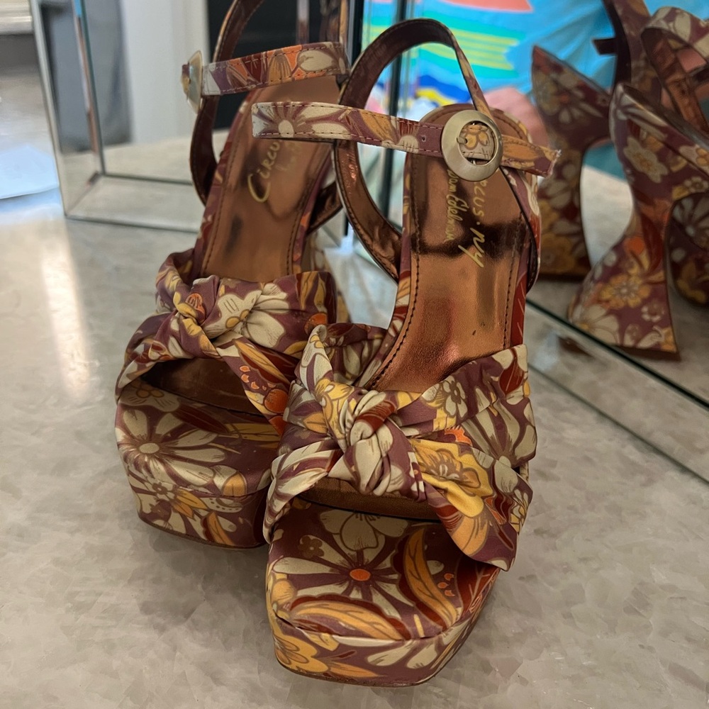 Circus by Sam Edelman Floral Platform Sandals - Brown and Yellow